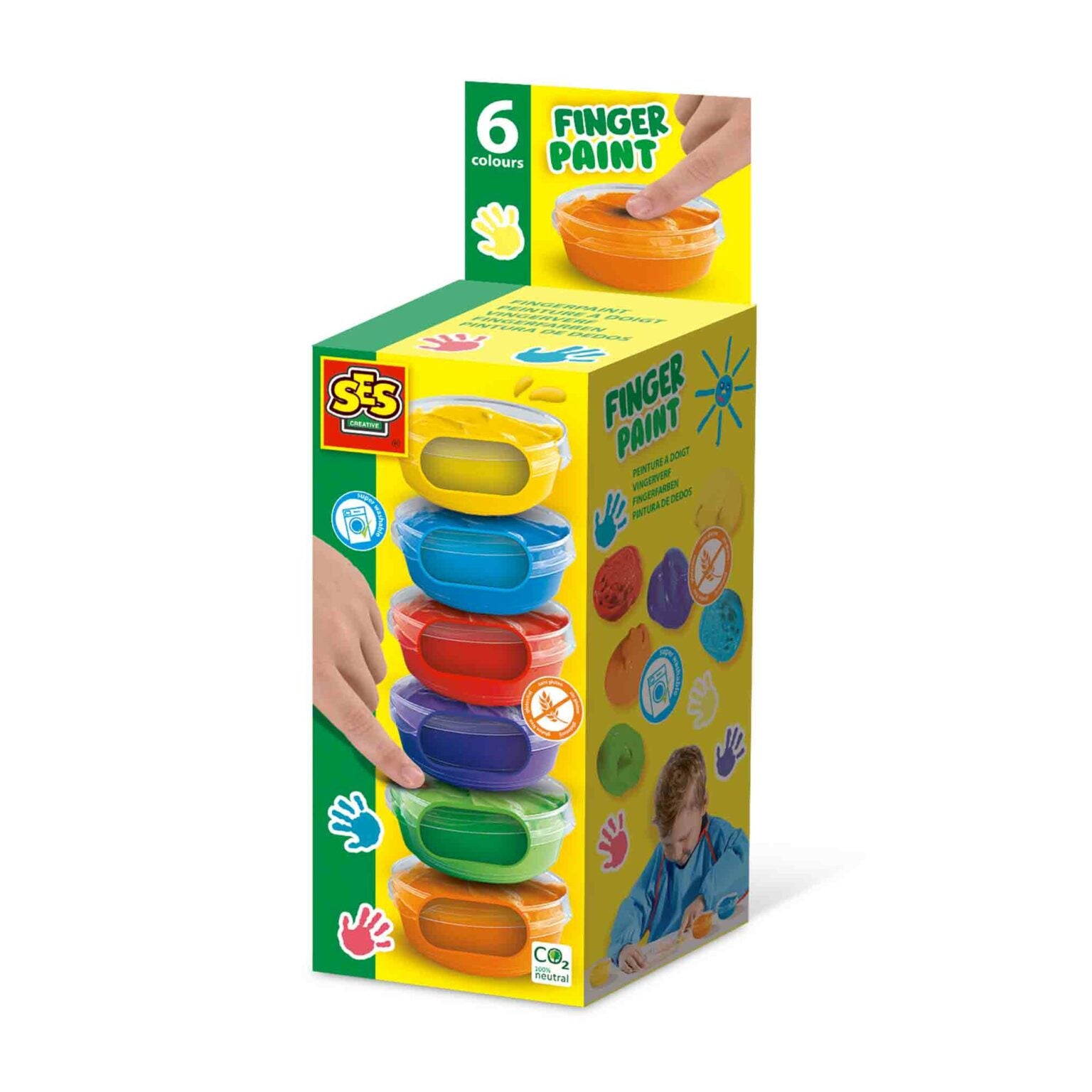 Vingerverf 6 kleuren x 45 ml., SES