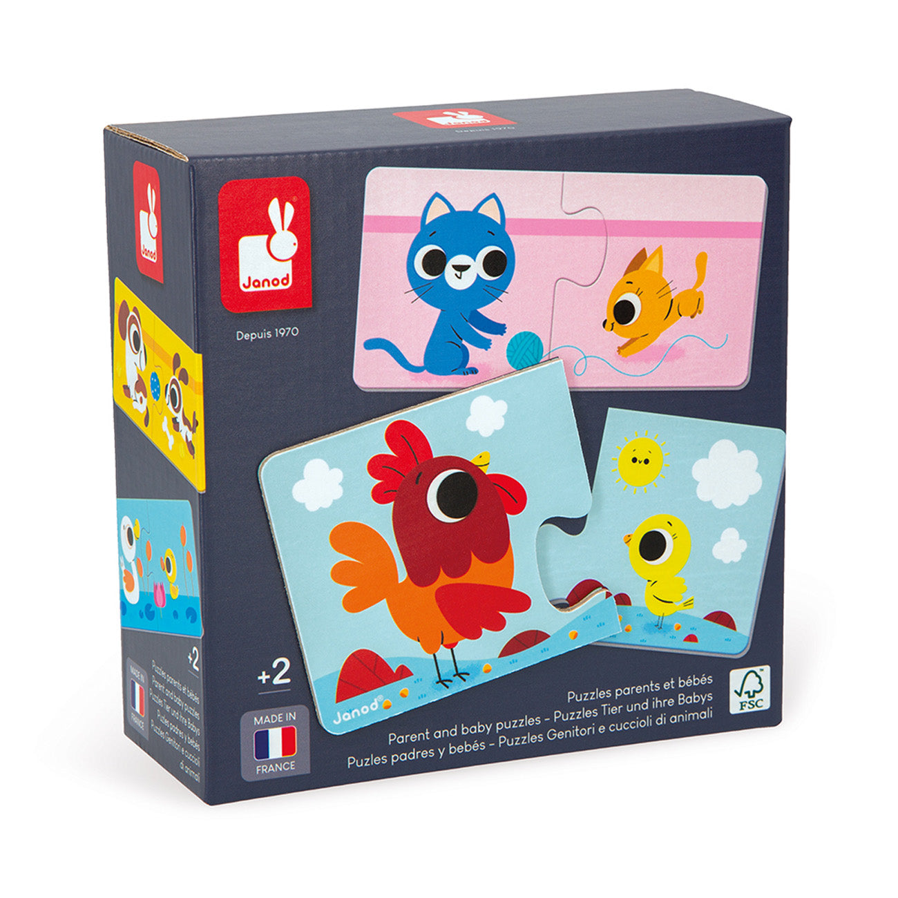 Puzzelspel - Ouders En Babydieren, Janod