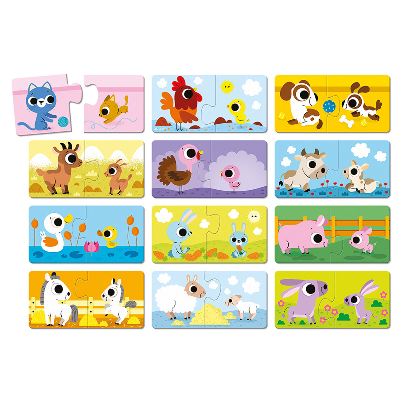 Puzzelspel - Ouders En Babydieren, Janod