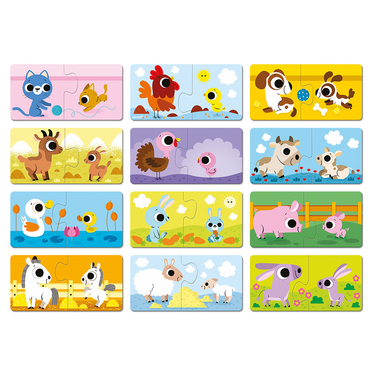Puzzelspel - Ouders En Babydieren, Janod
