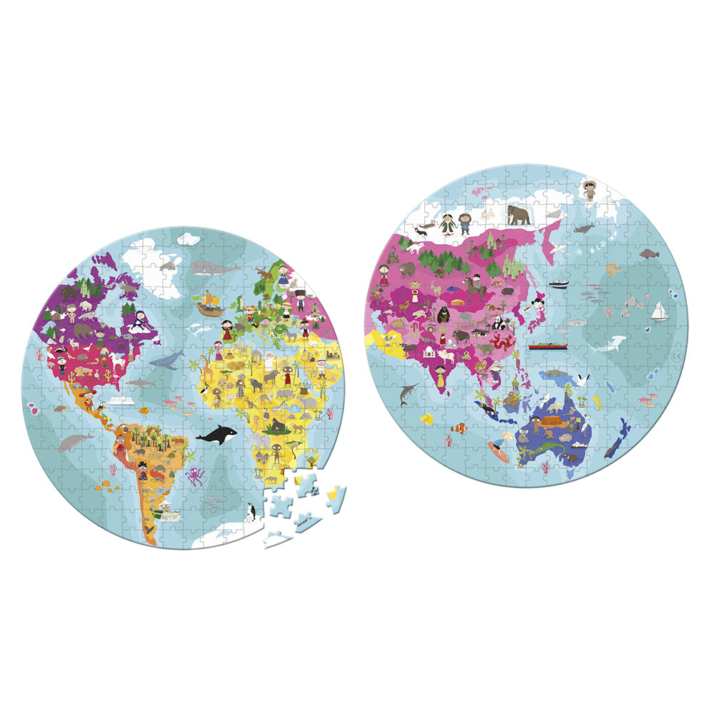 Puzzel - De Wereld Dubbelzijdig, Janod