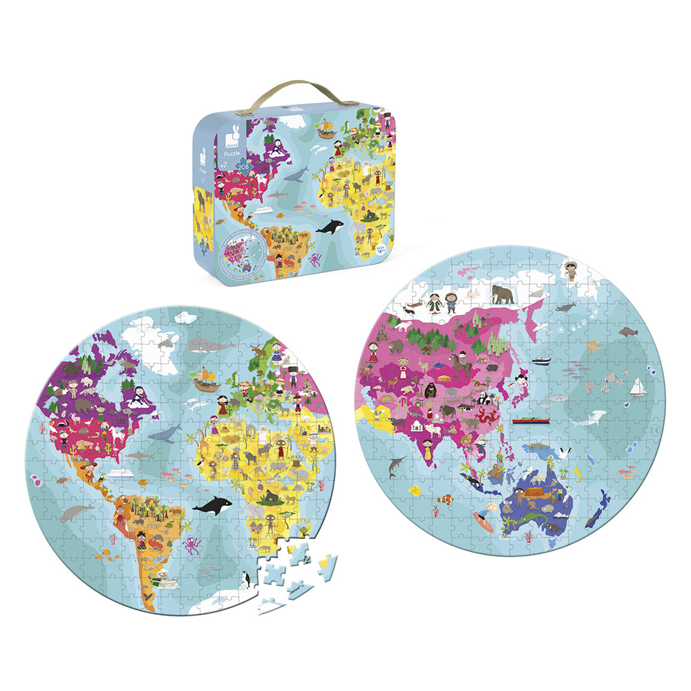 Puzzel - De Wereld Dubbelzijdig, Janod