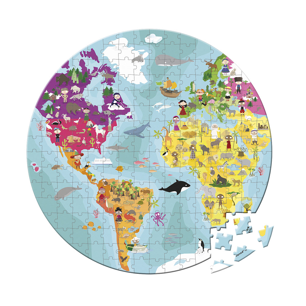 Puzzel - De Wereld Dubbelzijdig, Janod