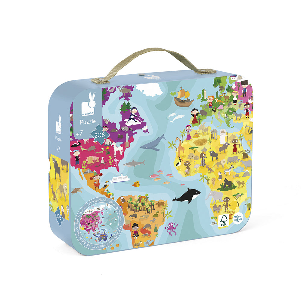 Puzzel - De Wereld Dubbelzijdig, Janod