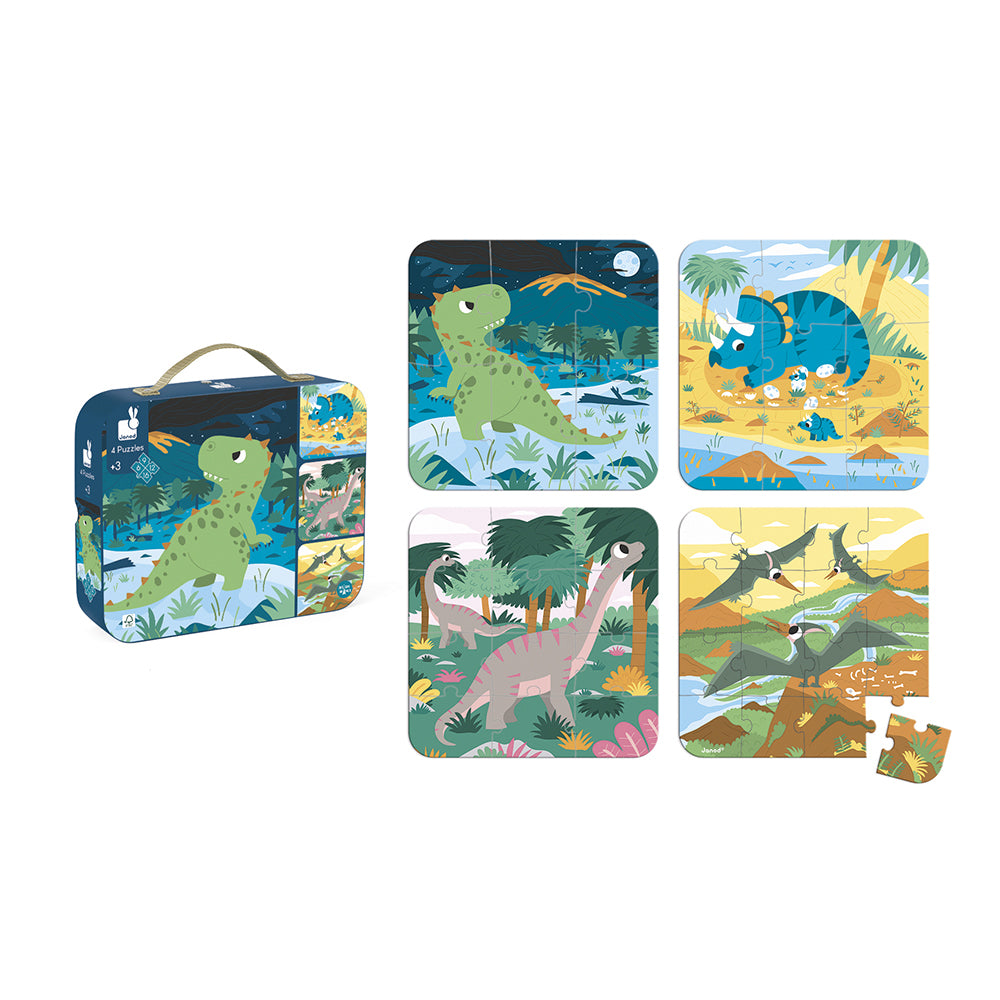 Puzzel - 4 Puzzels Dinosaurus, Janod