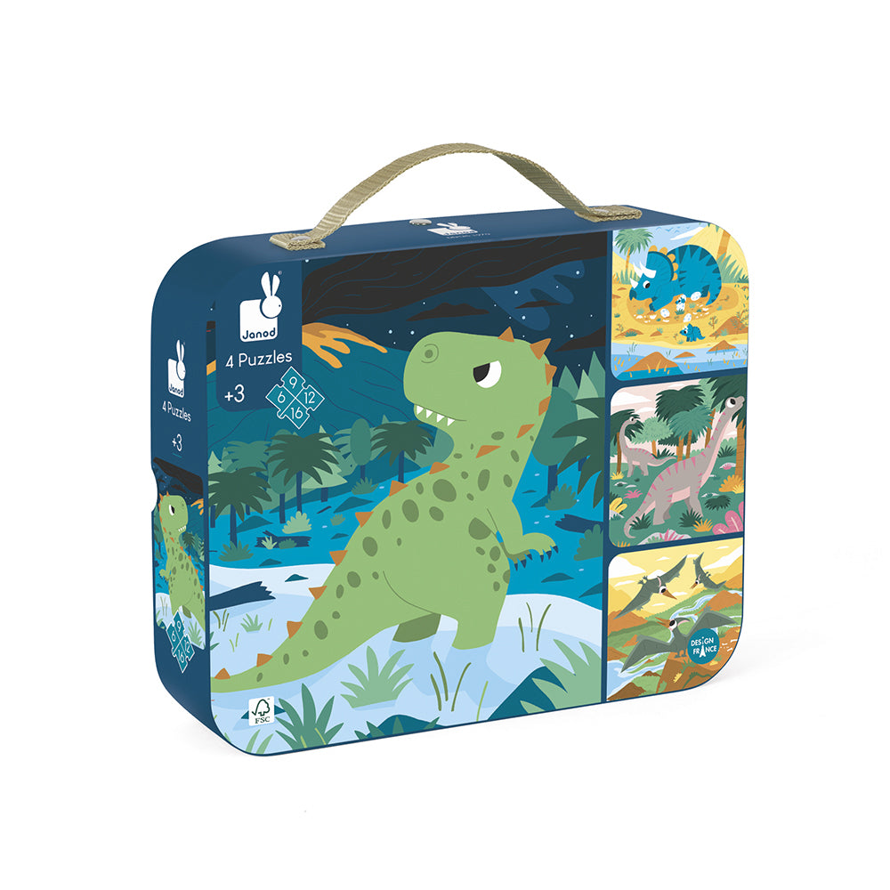 Puzzel - 4 Puzzels Dinosaurus, Janod