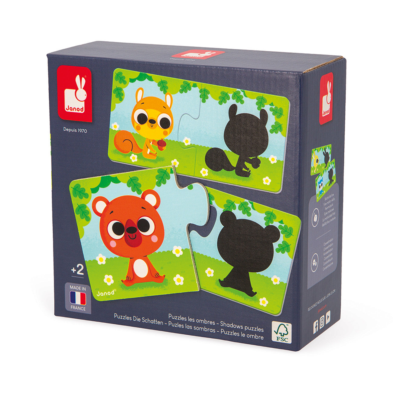 Puzzelspel - Dieren En Hun Schaduw, Janod