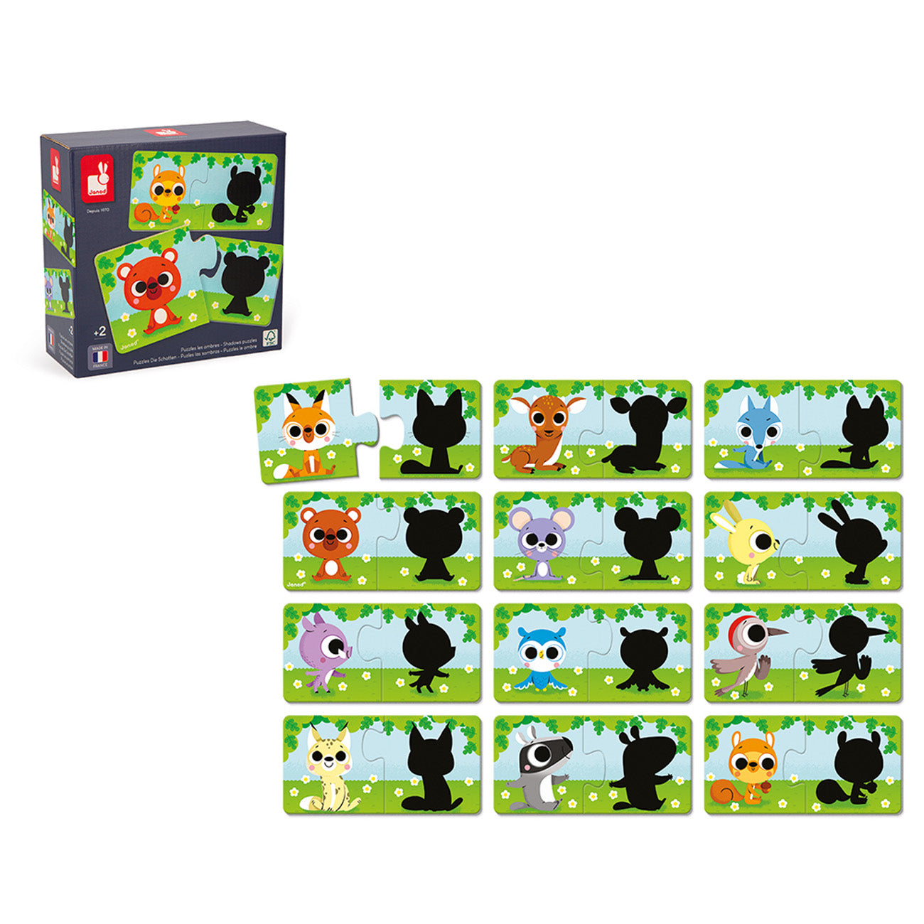 Puzzelspel - Dieren En Hun Schaduw, Janod
