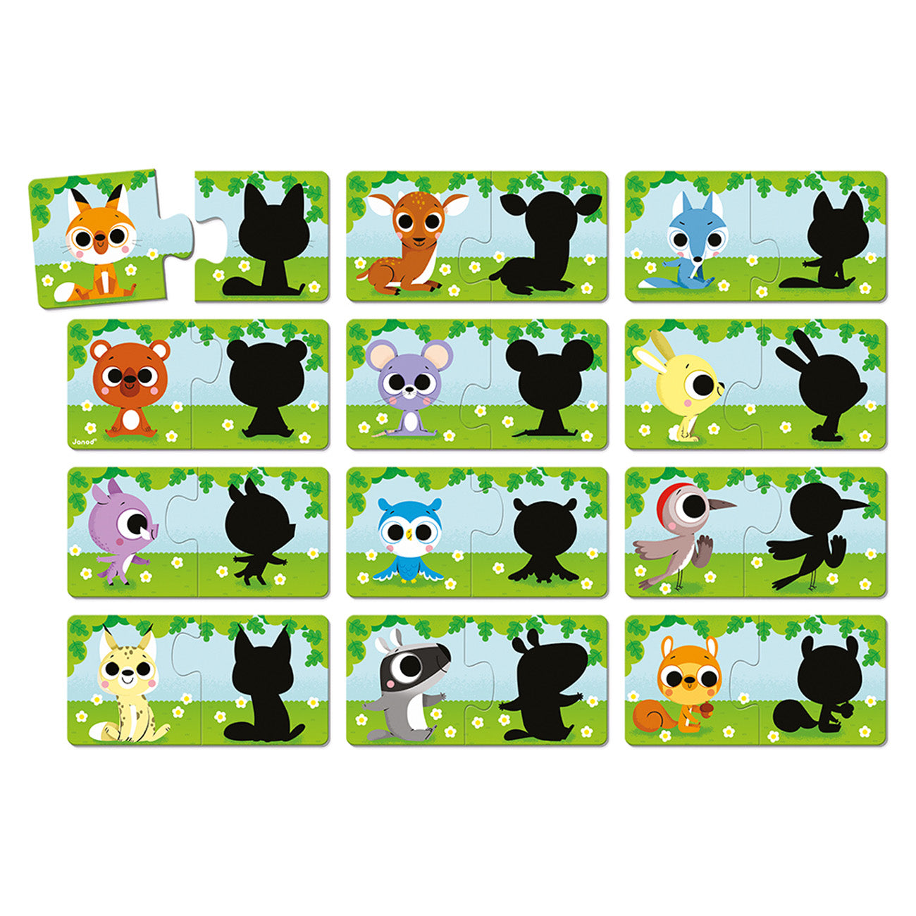 Puzzelspel - Dieren En Hun Schaduw, Janod