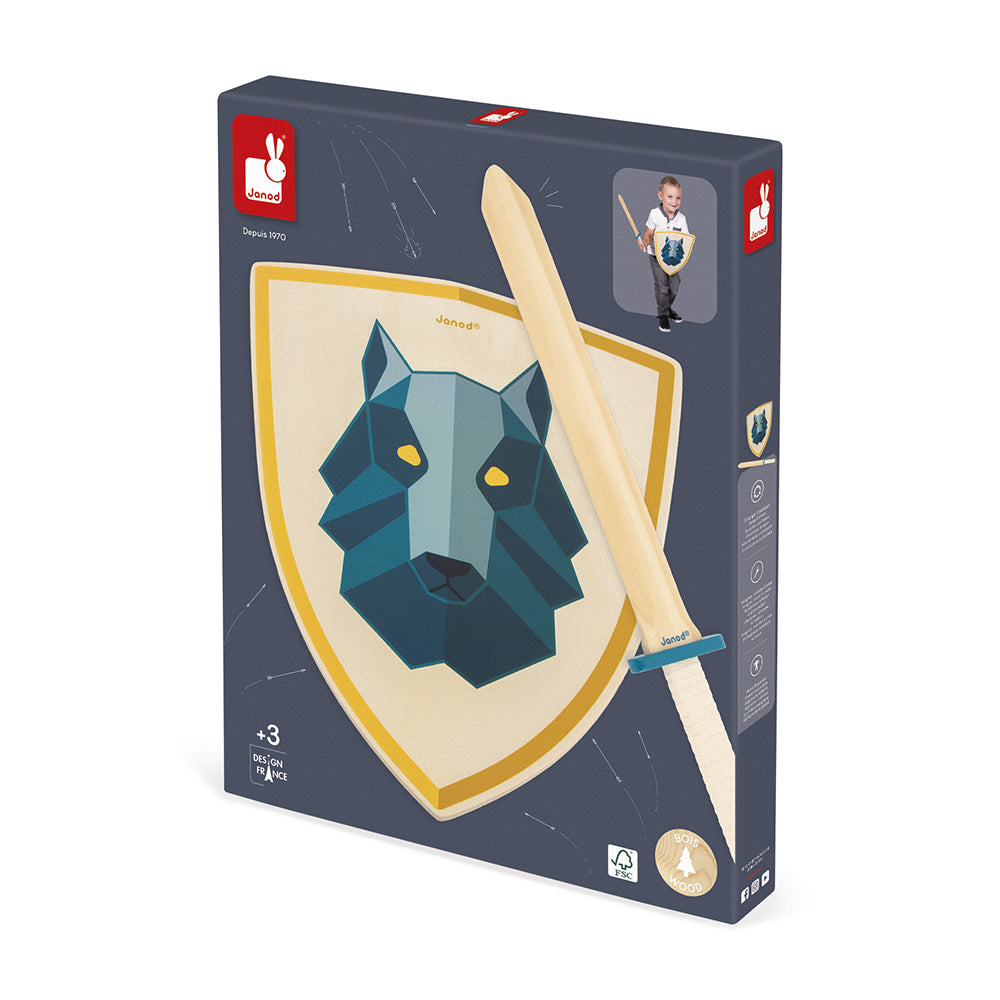 Houten Zwaard En Schild Wolf, Janod