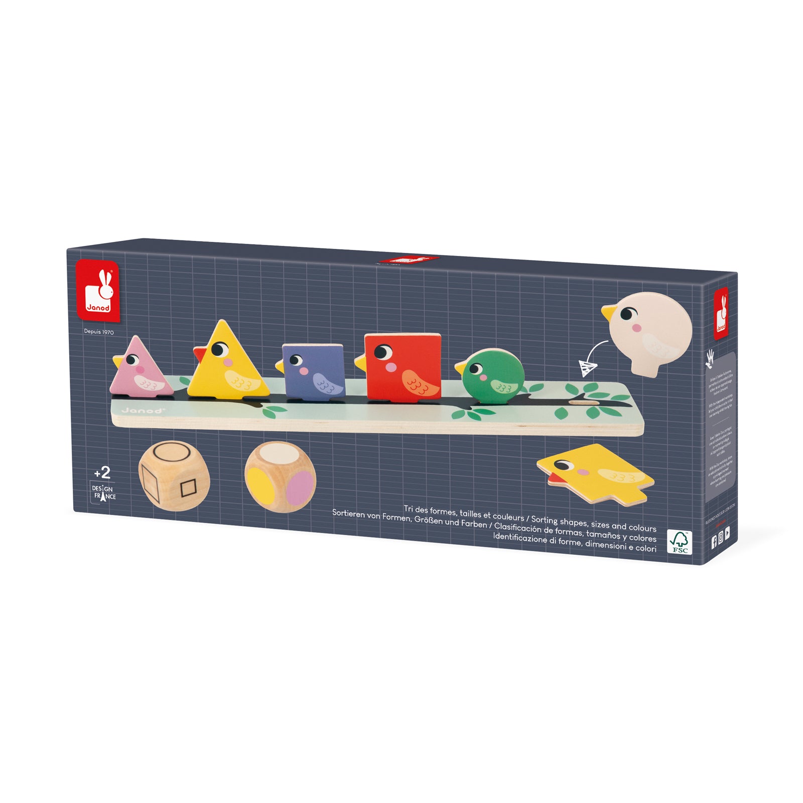 Janod Pedagogie - Vogels Sorteren Op Kleur, Grootte En Vorm, Janod