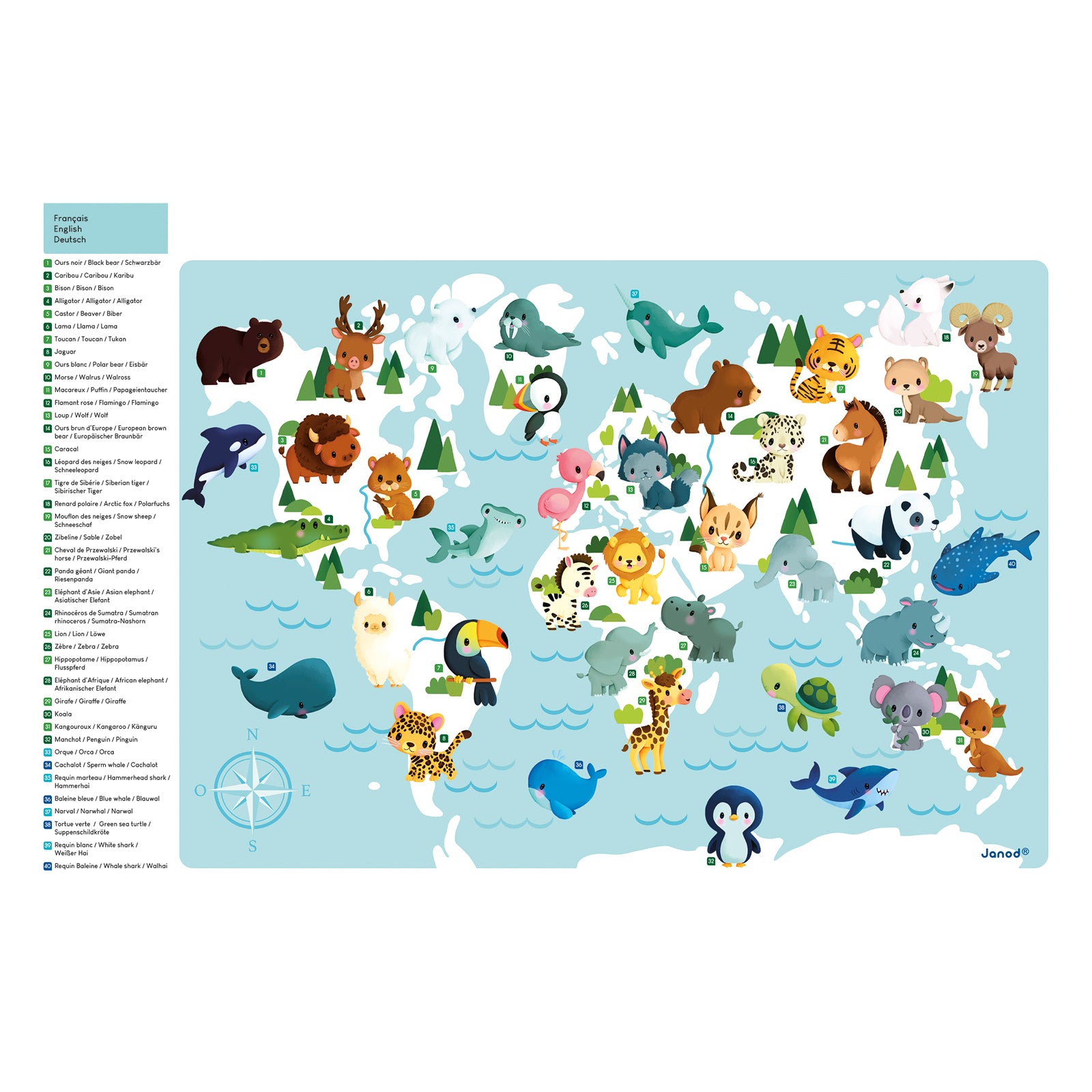 Janod Magneetbord - De Wereld Minikids, Janod