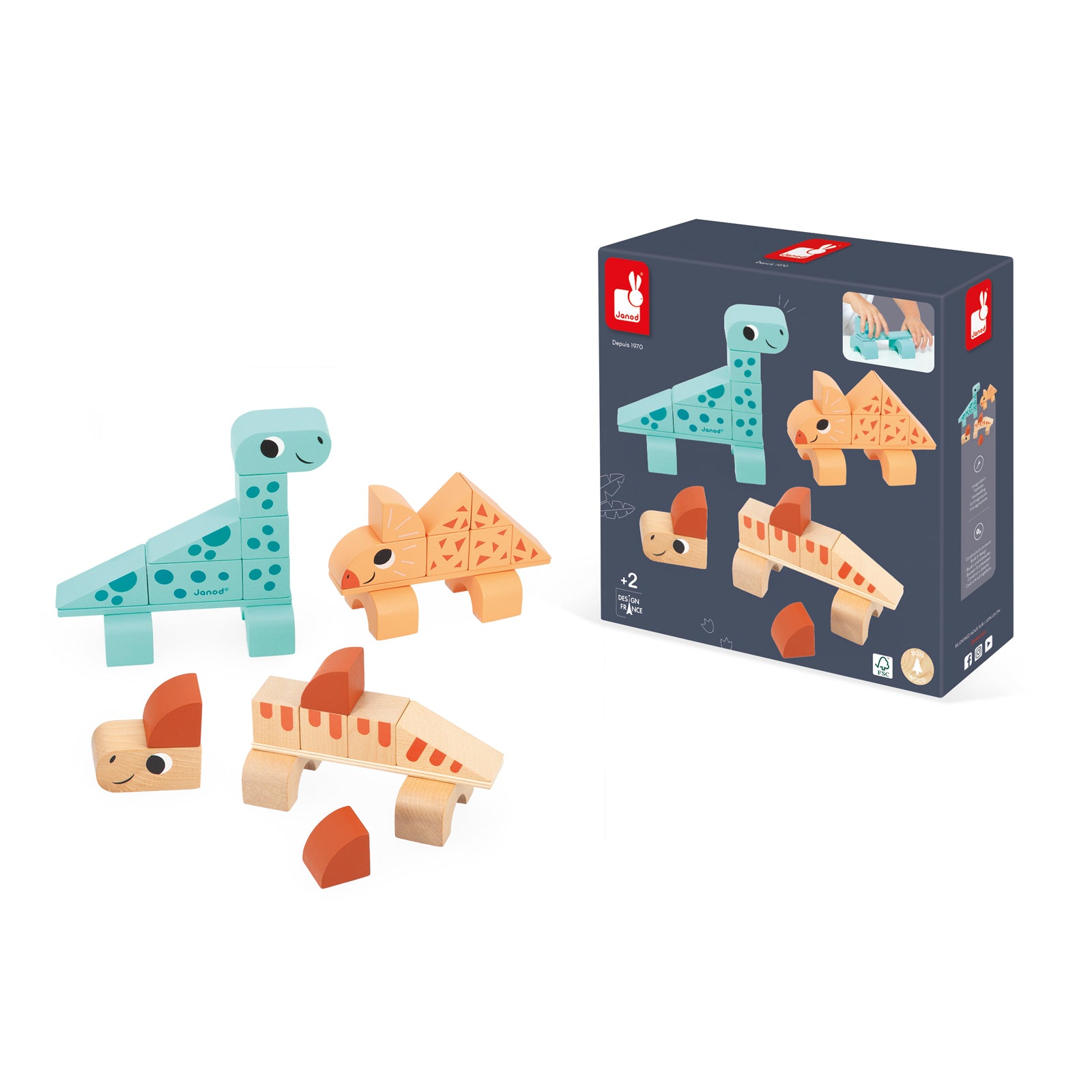 Janod Dino - Cubicosaurus Blokkenset, Janod