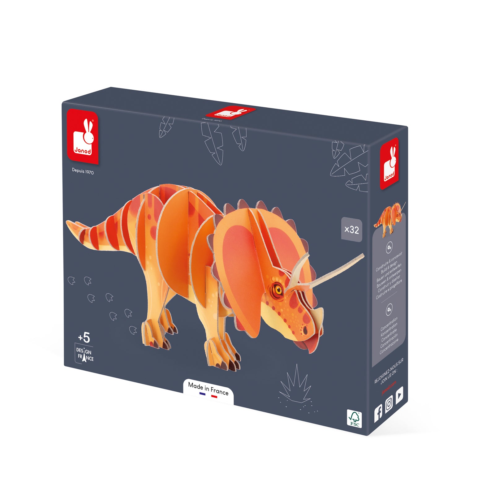 Janod Dino - 3D-Puzzel Triceratops, Janod