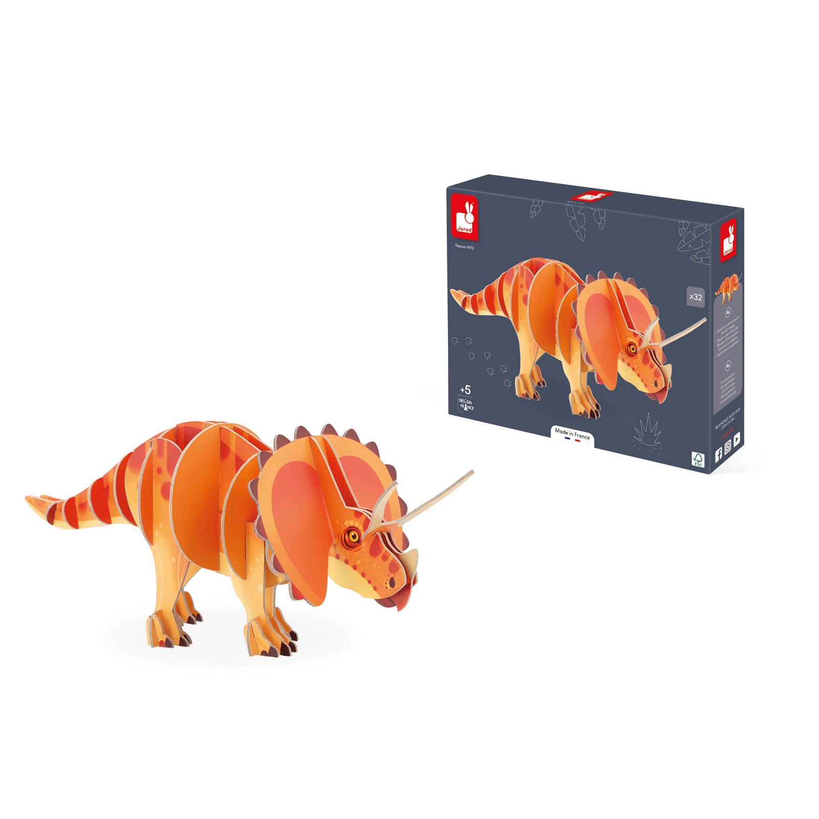 Janod Dino - 3D-Puzzel Triceratops, Janod
