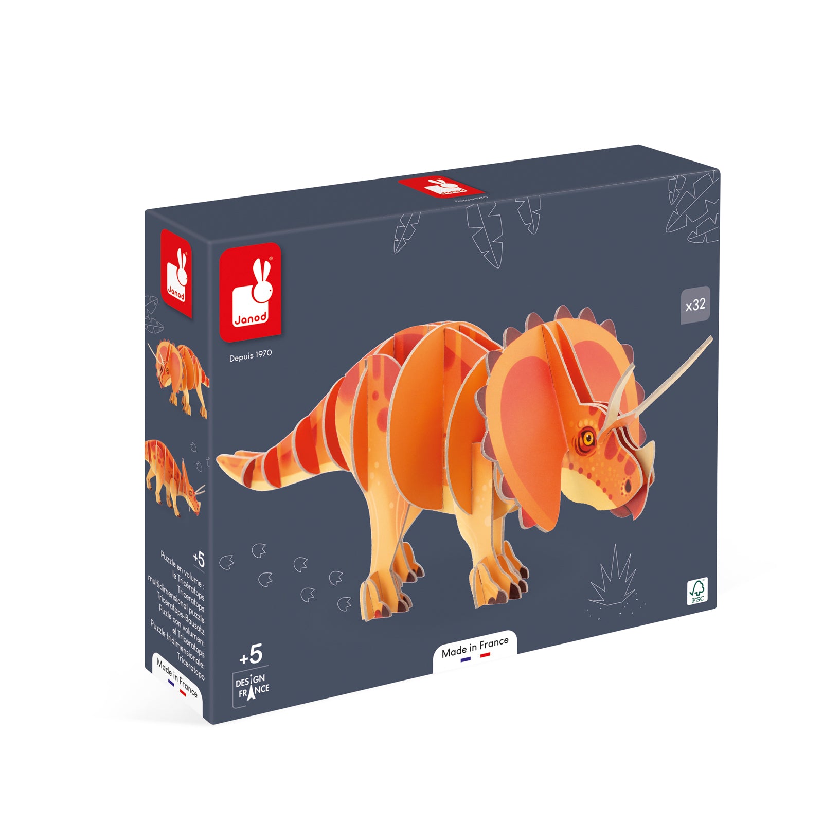 Janod Dino - 3D-Puzzel Triceratops, Janod