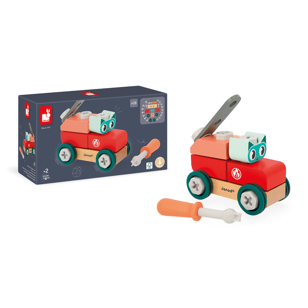 Janod Brico'Kids - Wagen Met Kat, Janod