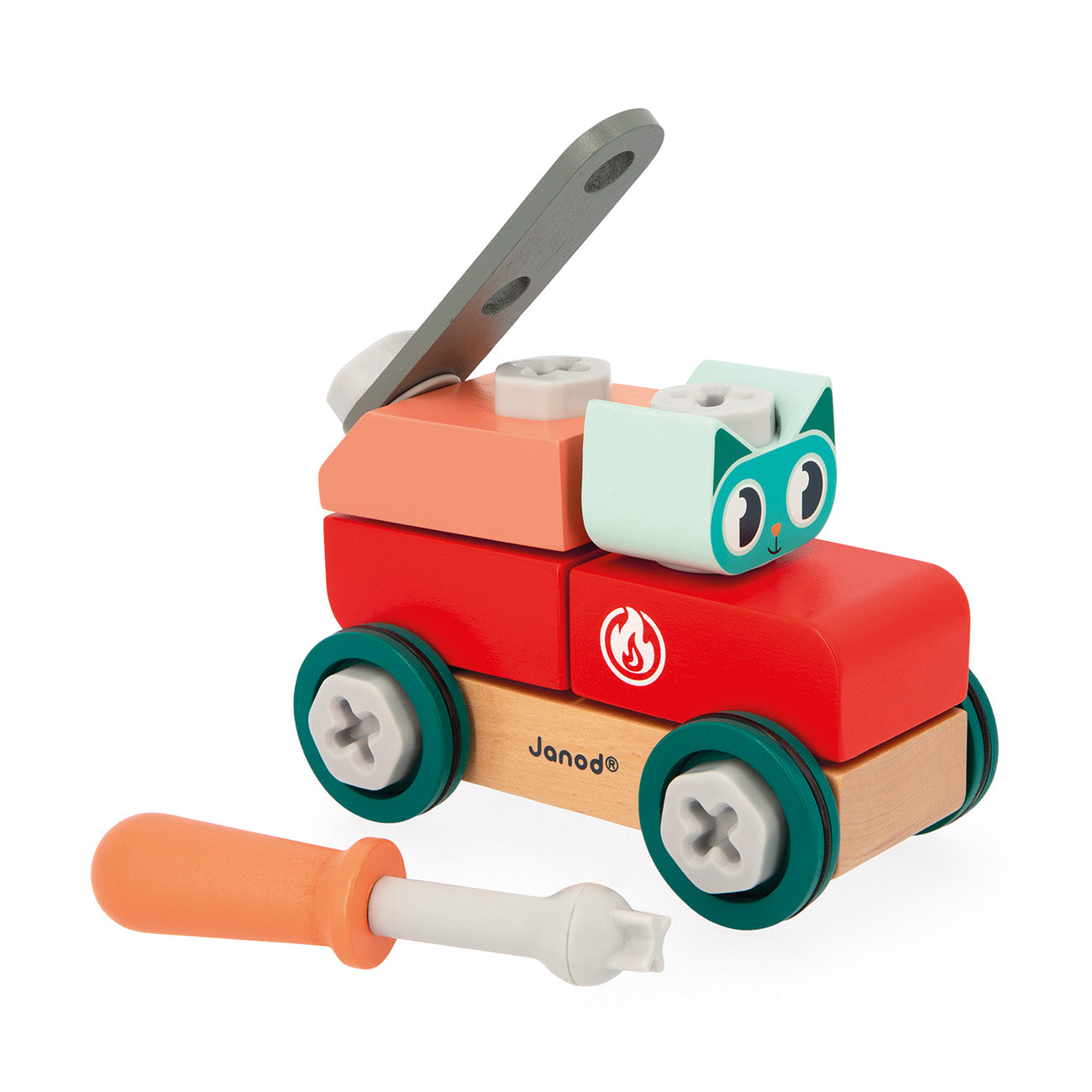 Janod Brico'Kids - Wagen Met Kat, Janod