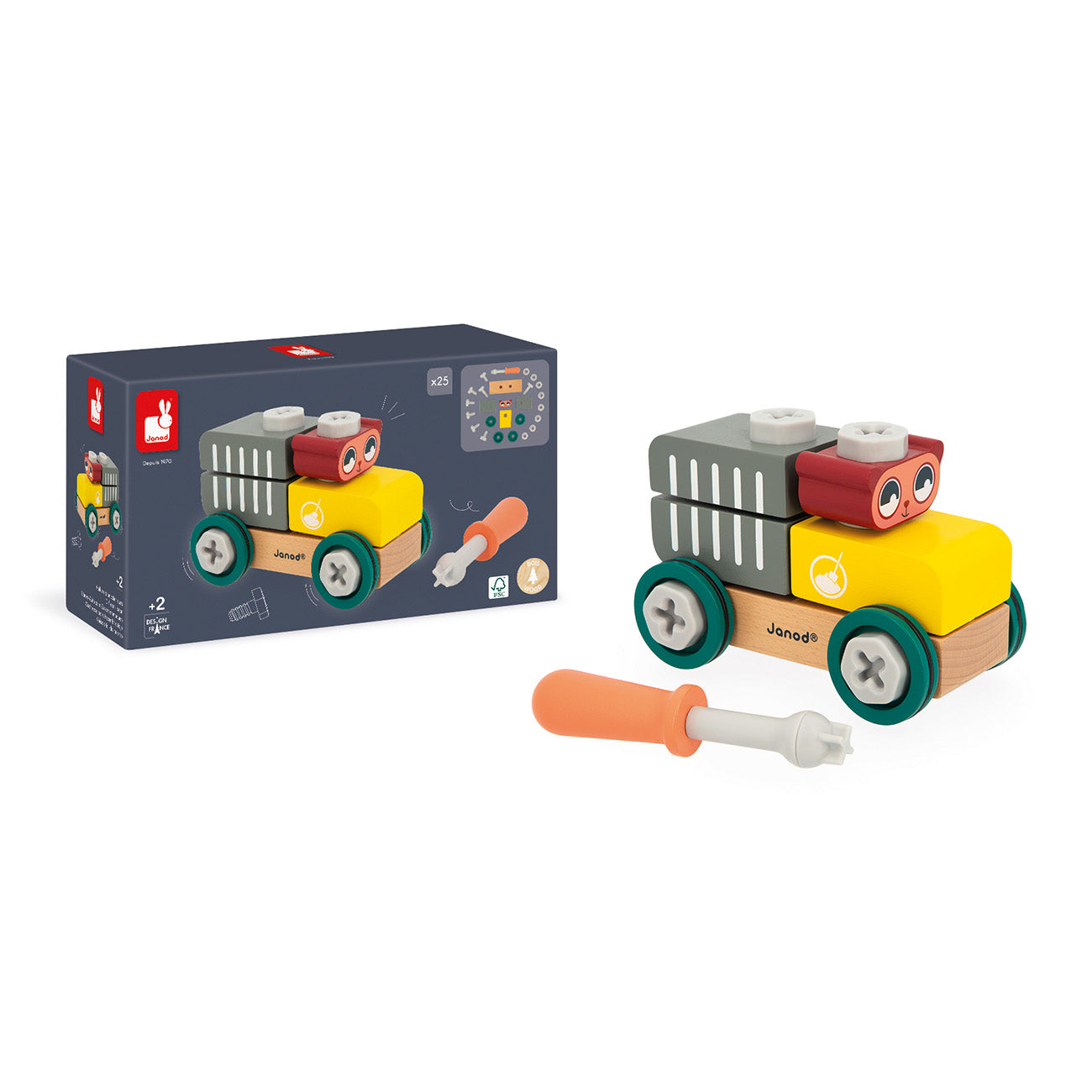 Janod Brico'Kids - Wagen Met Beer, Janod