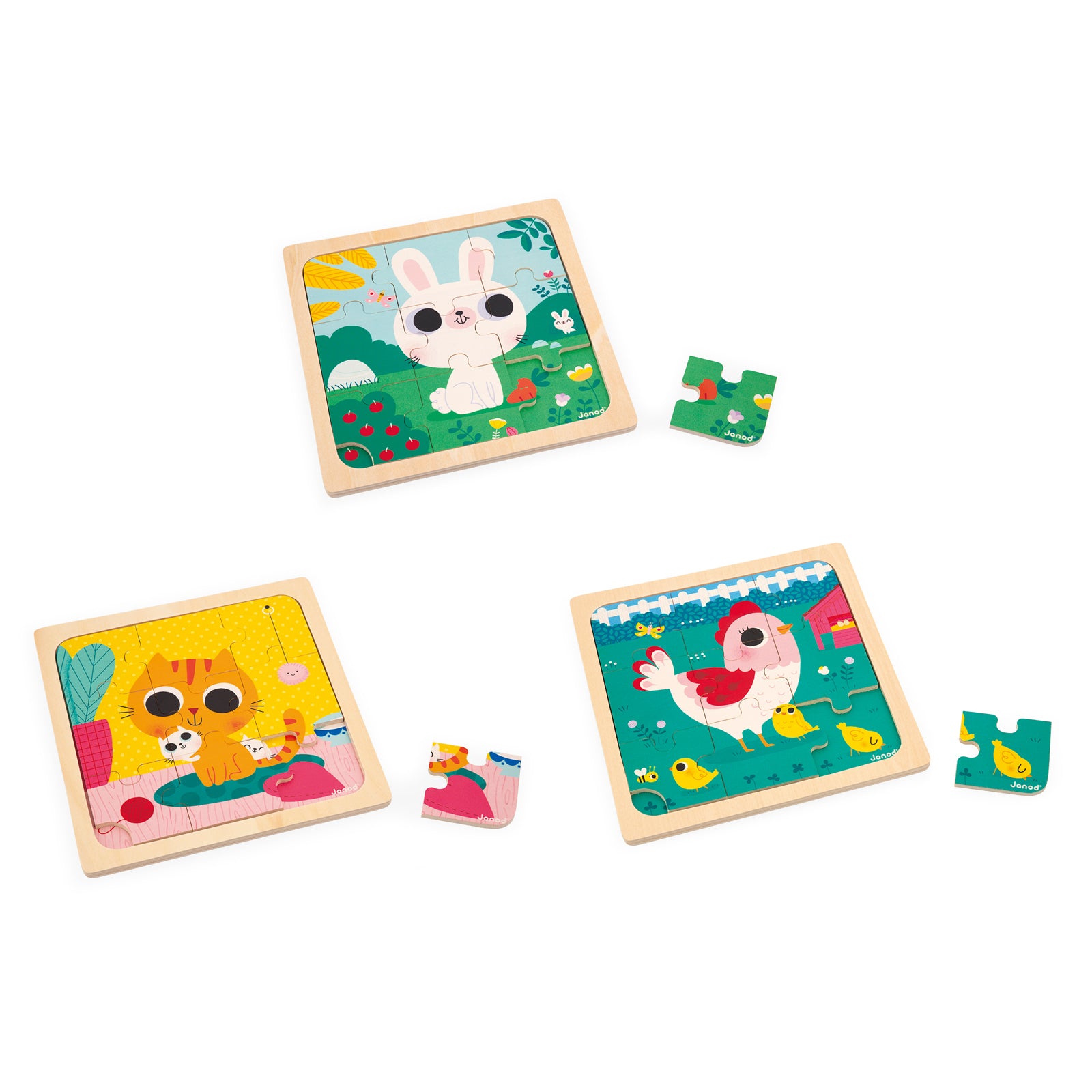 Janod Puzzelset - 3 Puzzels Met 9 Stukken, Janod