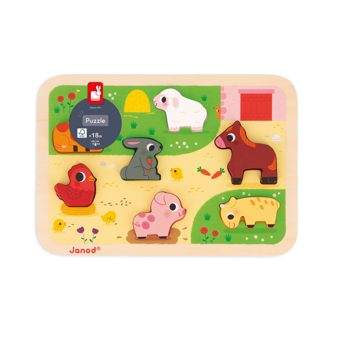 Janod Chunky Puzzel - Op De Boerderij, Janod