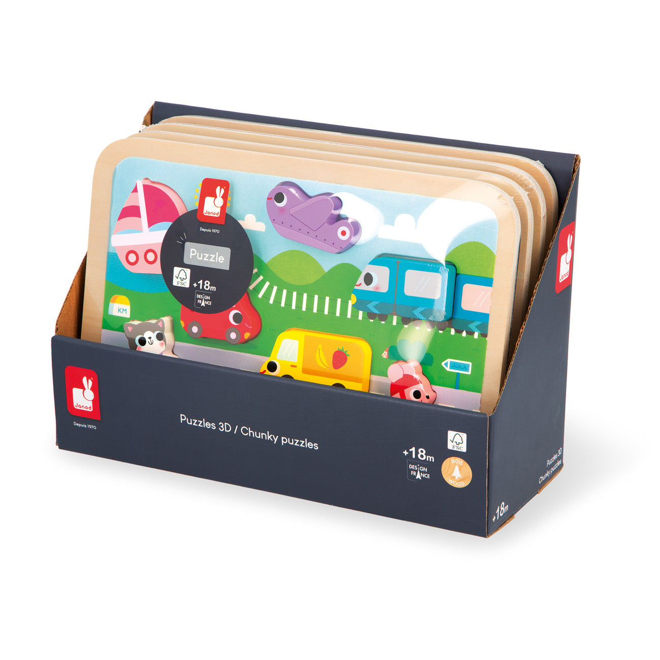 Janod Chunky Puzzel - Voertuigen, Janod
