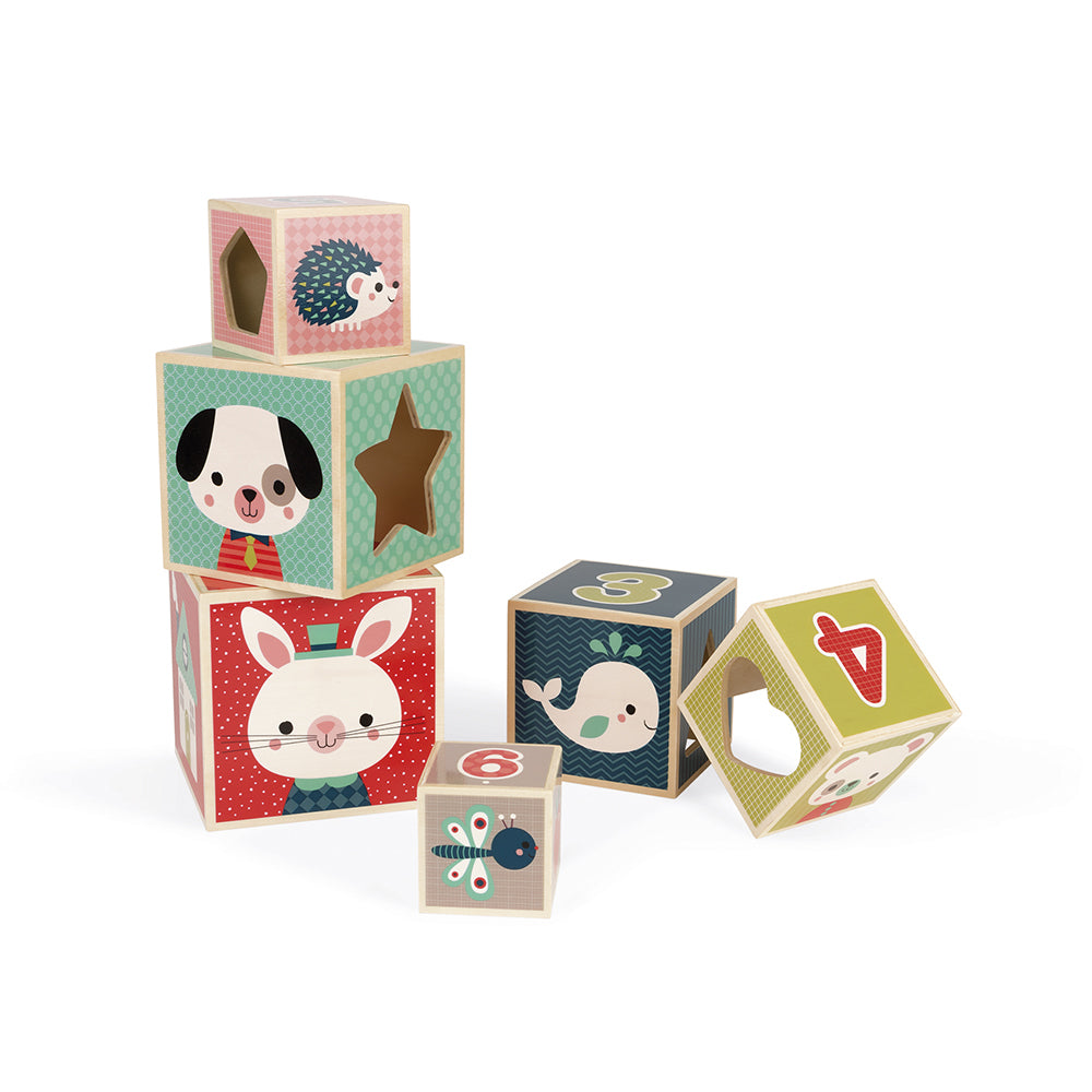 Janod Baby Forest - Stapeltoren Blokken (6), Janod