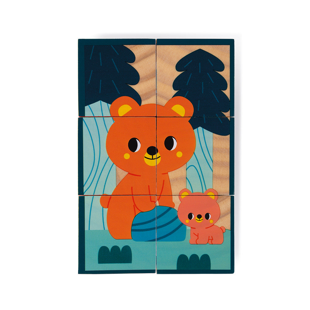 Janod Wwf - Houten Blokpuzzel 6 Dieren, Janod