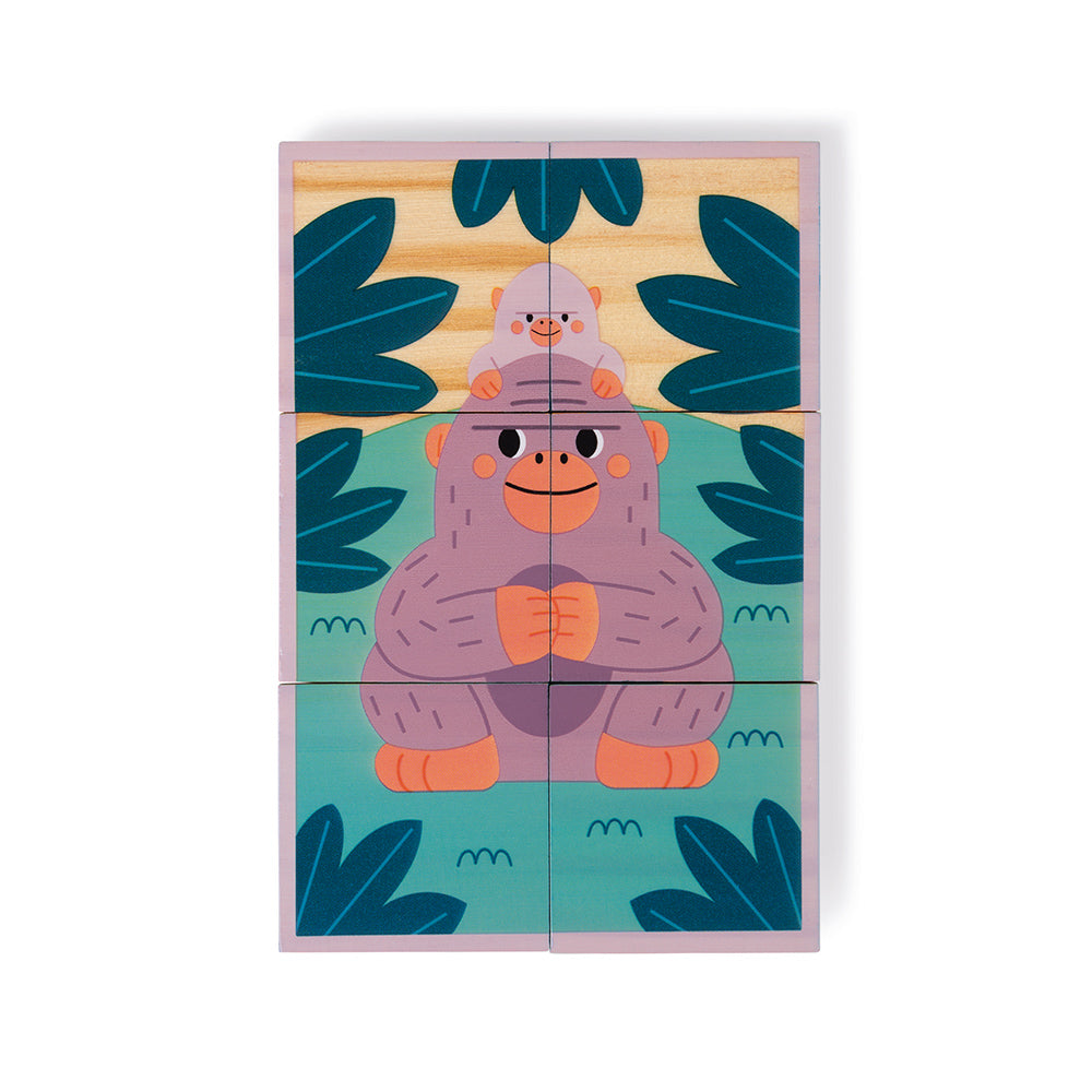 Janod Wwf - Houten Blokpuzzel 6 Dieren, Janod