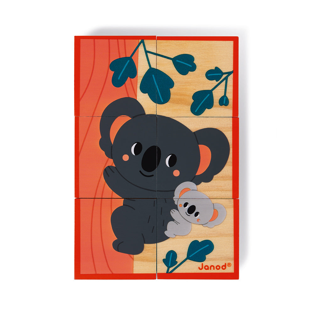 Janod Wwf - Houten Blokpuzzel 6 Dieren, Janod