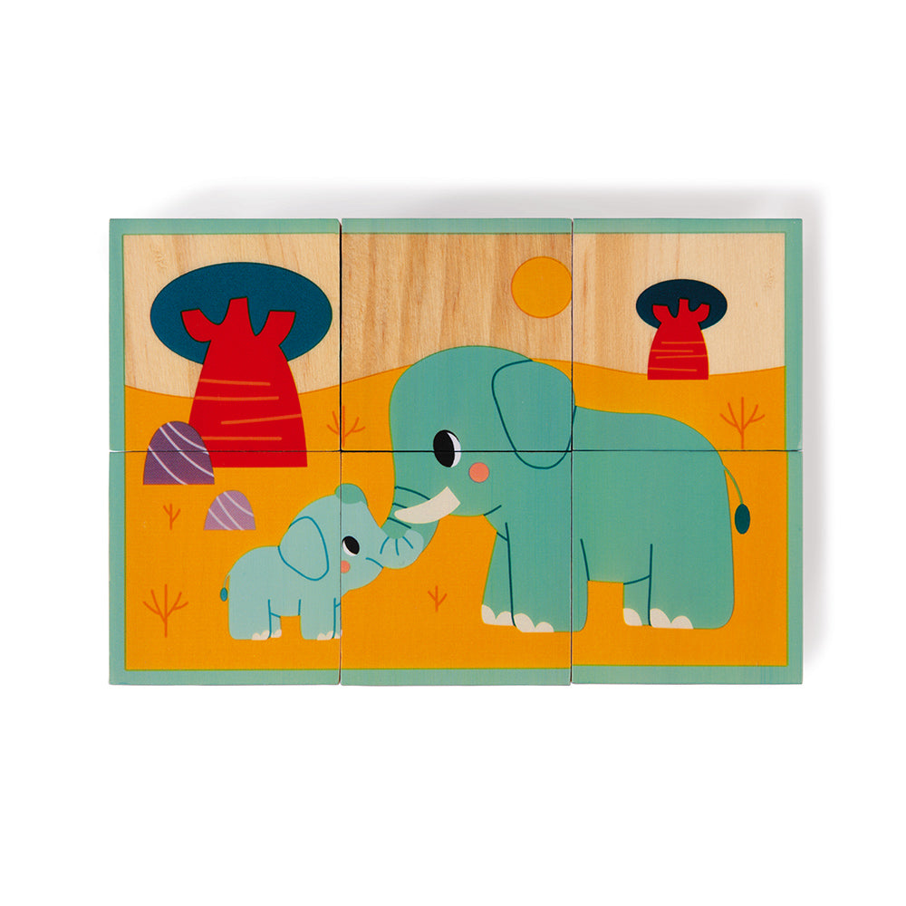 Janod Wwf - Houten Blokpuzzel 6 Dieren, Janod