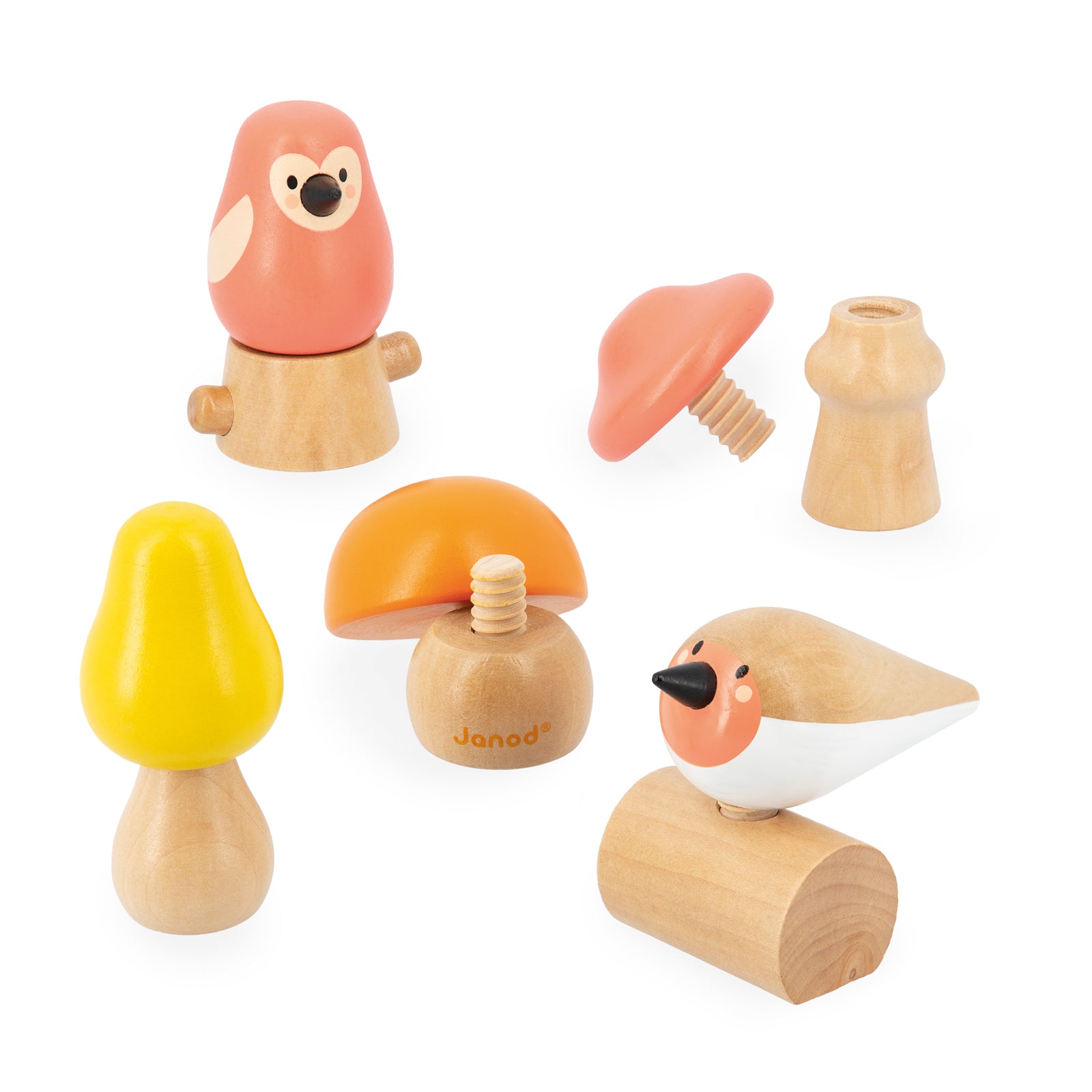 Janod Wwf - Leer Schroeven Met Vogels En Paddestoelen, Janod