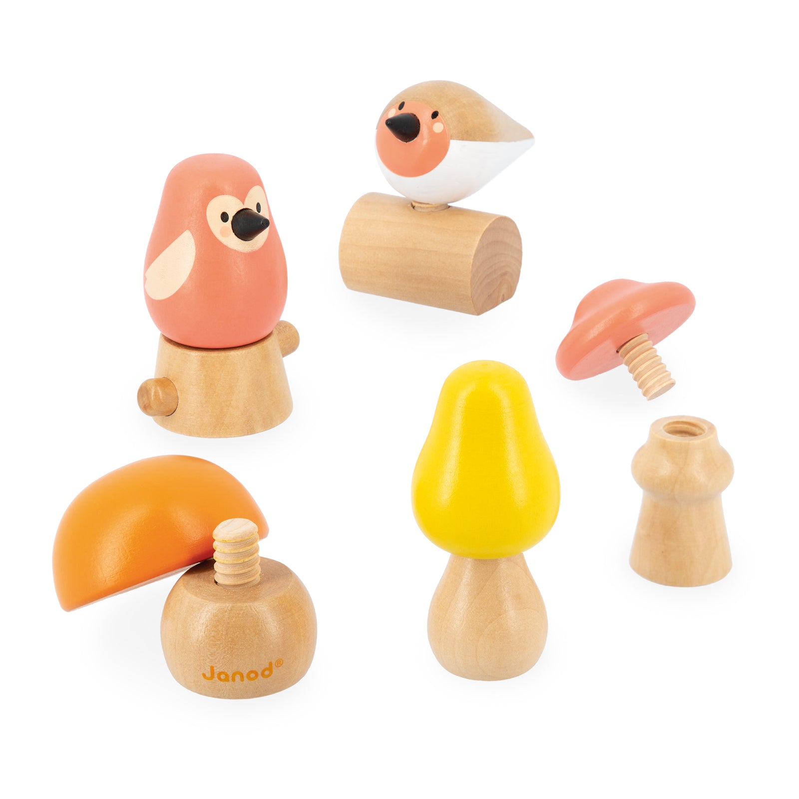 Janod Wwf - Leer Schroeven Met Vogels En Paddestoelen, Janod