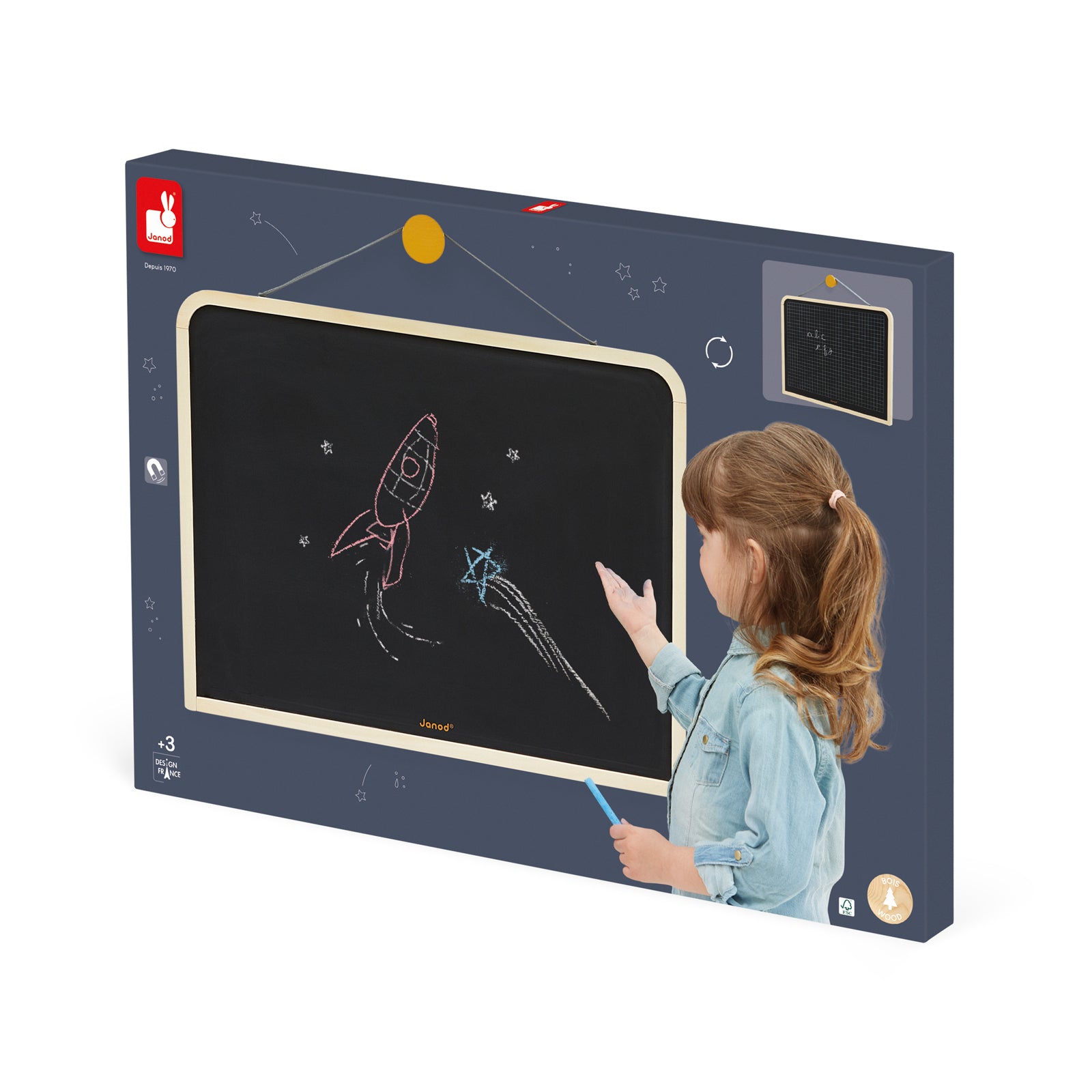 Janod Schoolbord - Hangend Bord Met Ruitjes, Janod