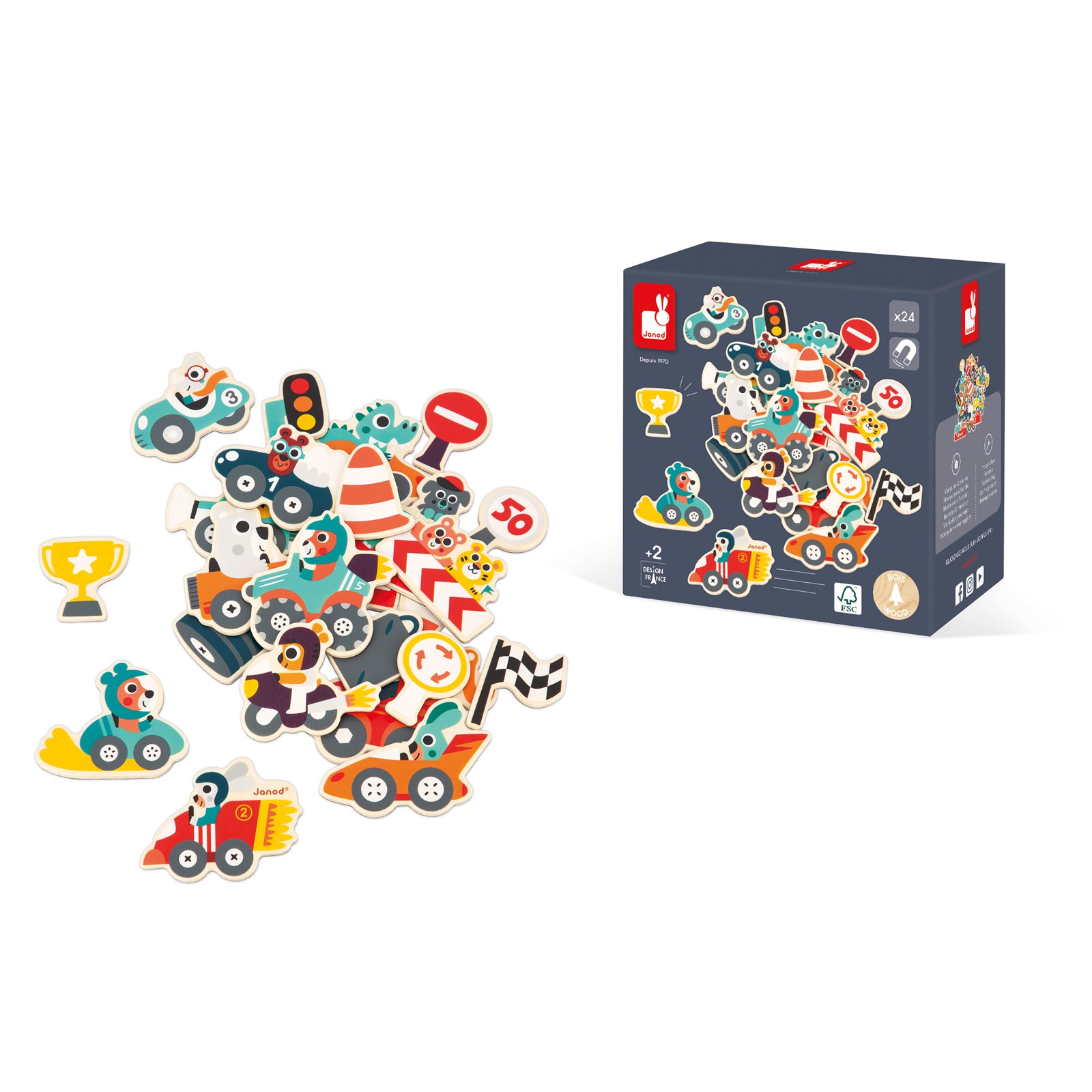 Janod - Magneetset Auto'S (24), Janod