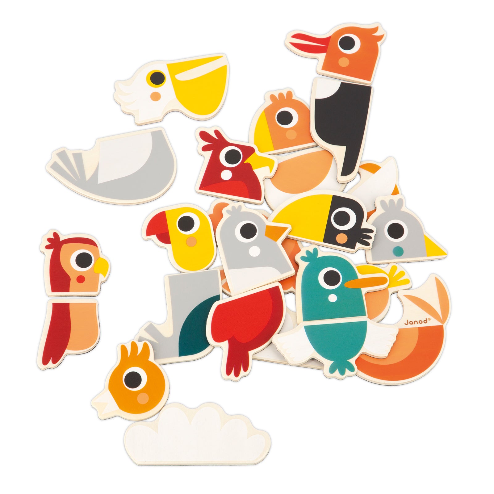 Janod - Magneetset Mix En Match Vogels (24), Janod