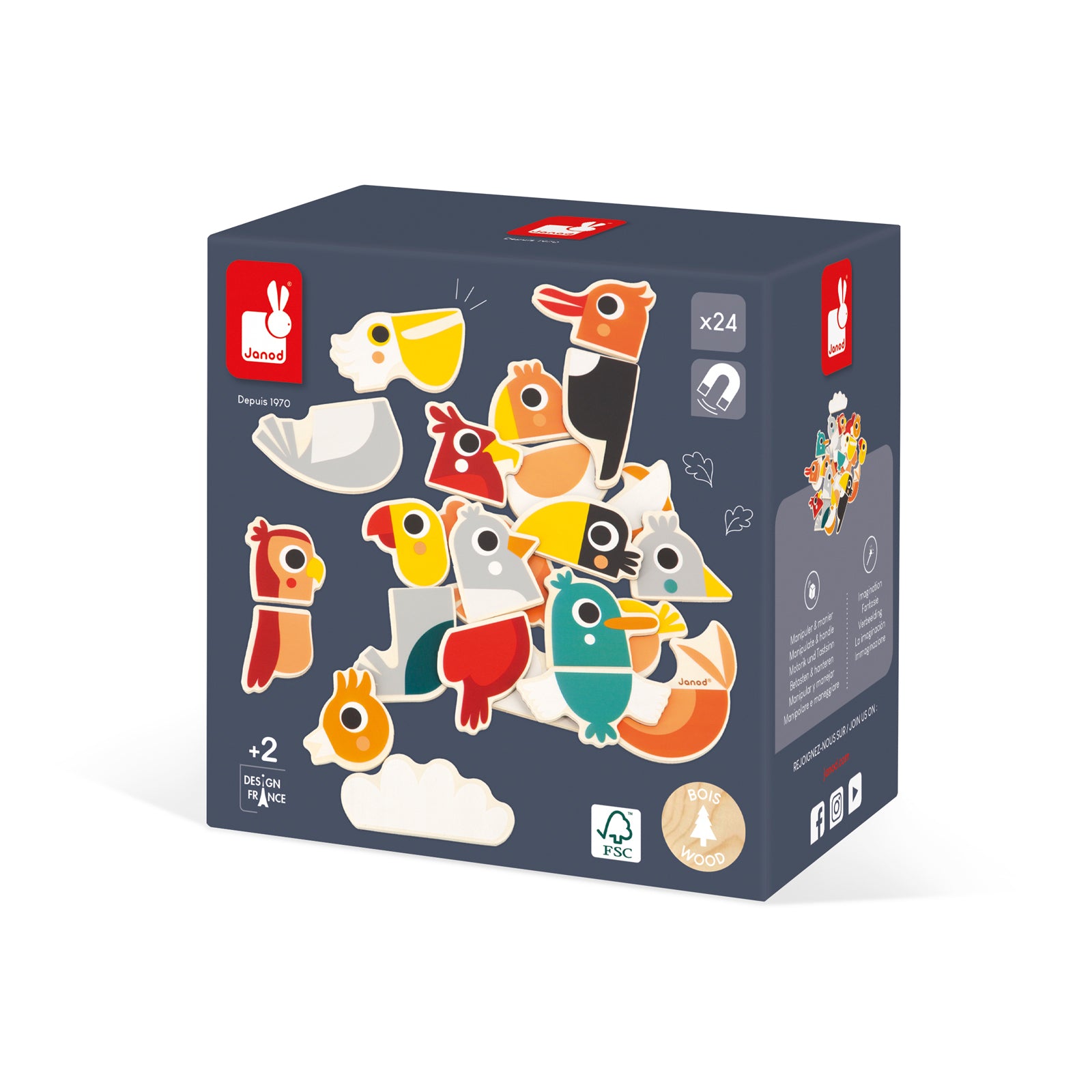 Janod - Magneetset Mix En Match Vogels (24), Janod