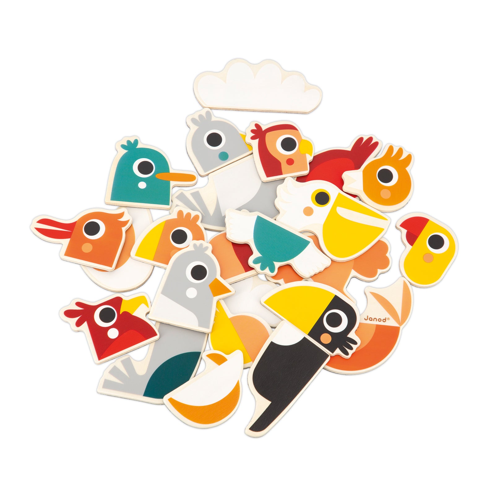 Janod - Magneetset Mix En Match Vogels (24), Janod