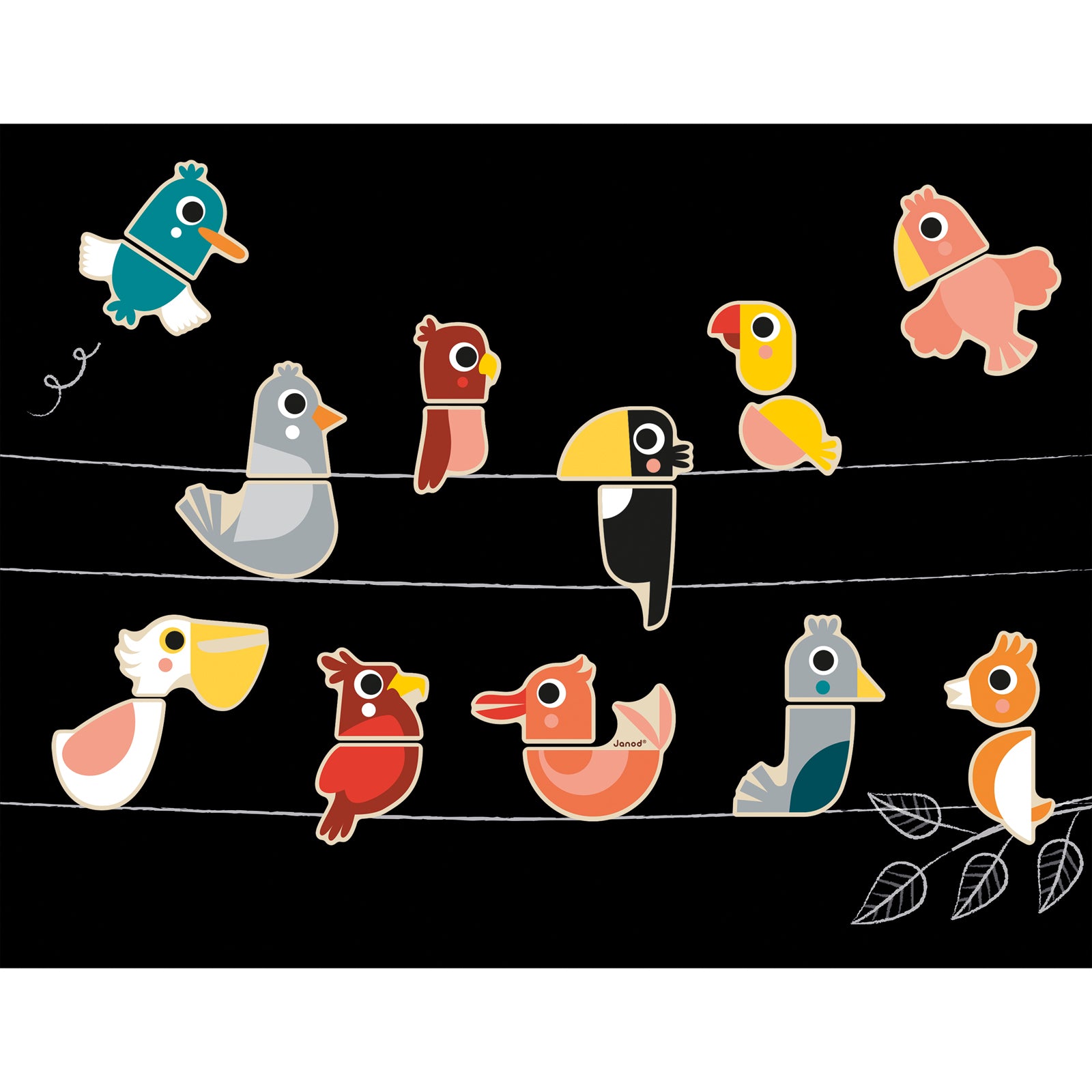 Janod - Magneetset Mix En Match Vogels (24), Janod