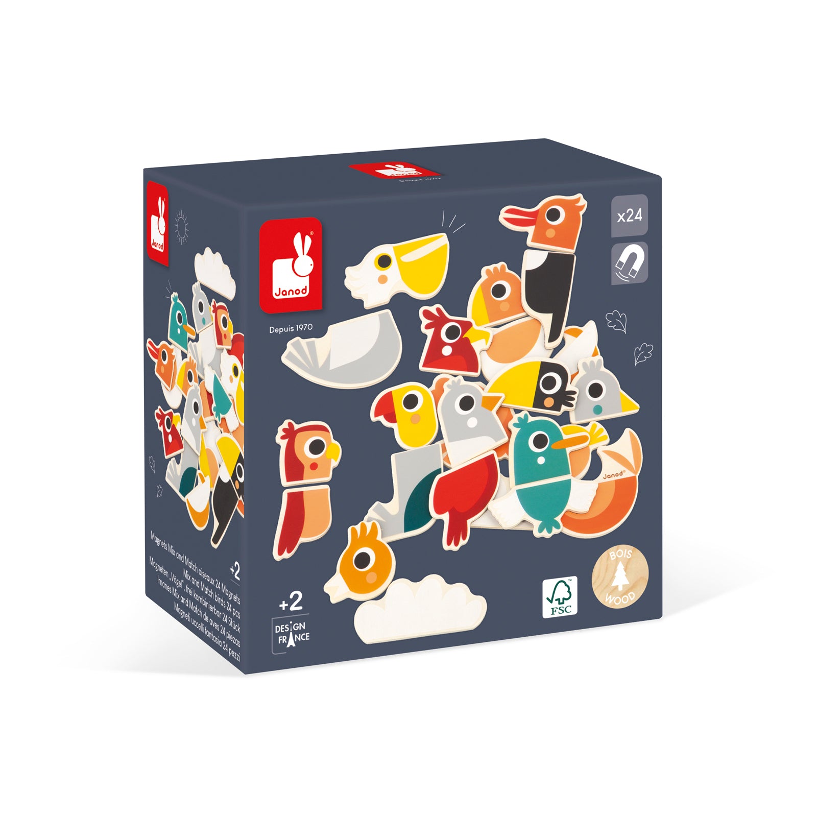 Janod - Magneetset Mix En Match Vogels (24), Janod
