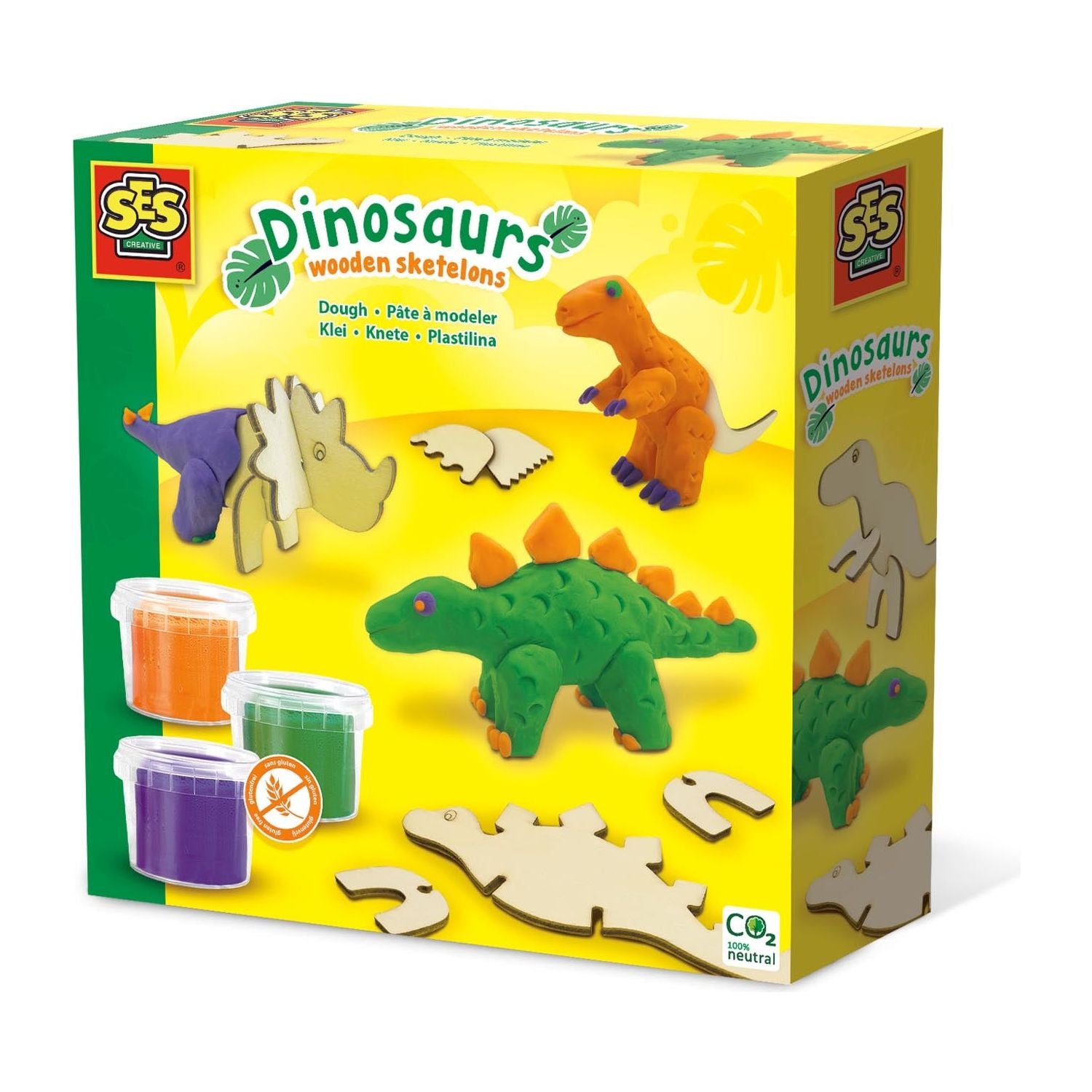 Klei dinosaurs houten skelette, SES