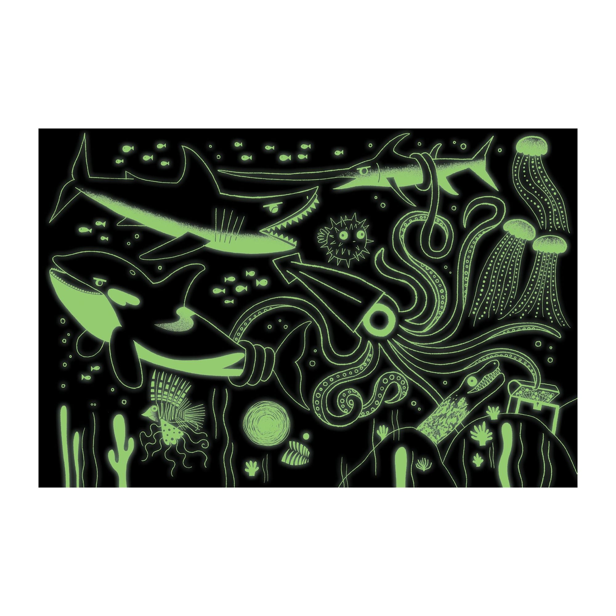 Glow-in-the-dark puzzel Oceaan dieren 100 st, Mudpuppy