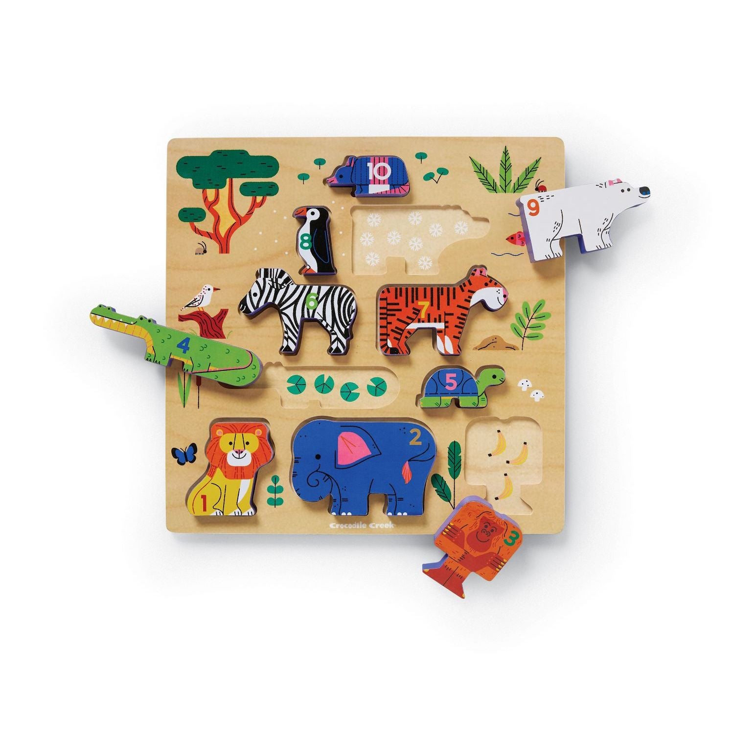 Houten speel en telpuzzel Dierentuin, Crocodile Creek