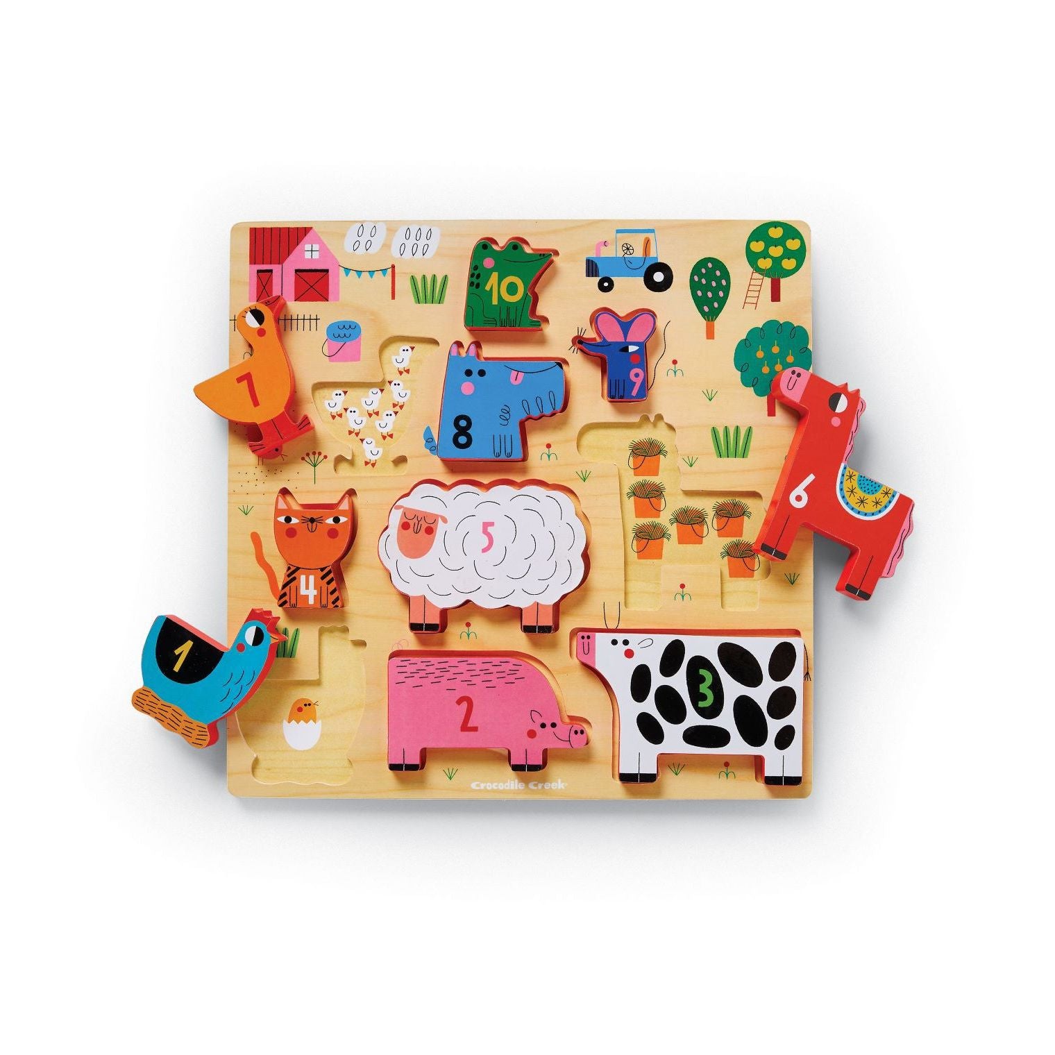 Houten speel en telpuzzel Bardyard, Crocodile Creek