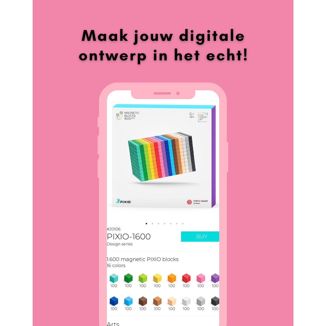Set van 1600 magneetblokjes, Pixio