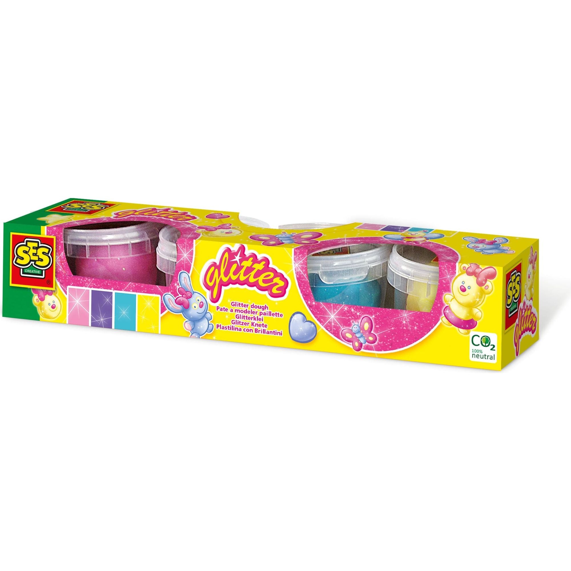 Glitter klei 4x90 gr. , SES