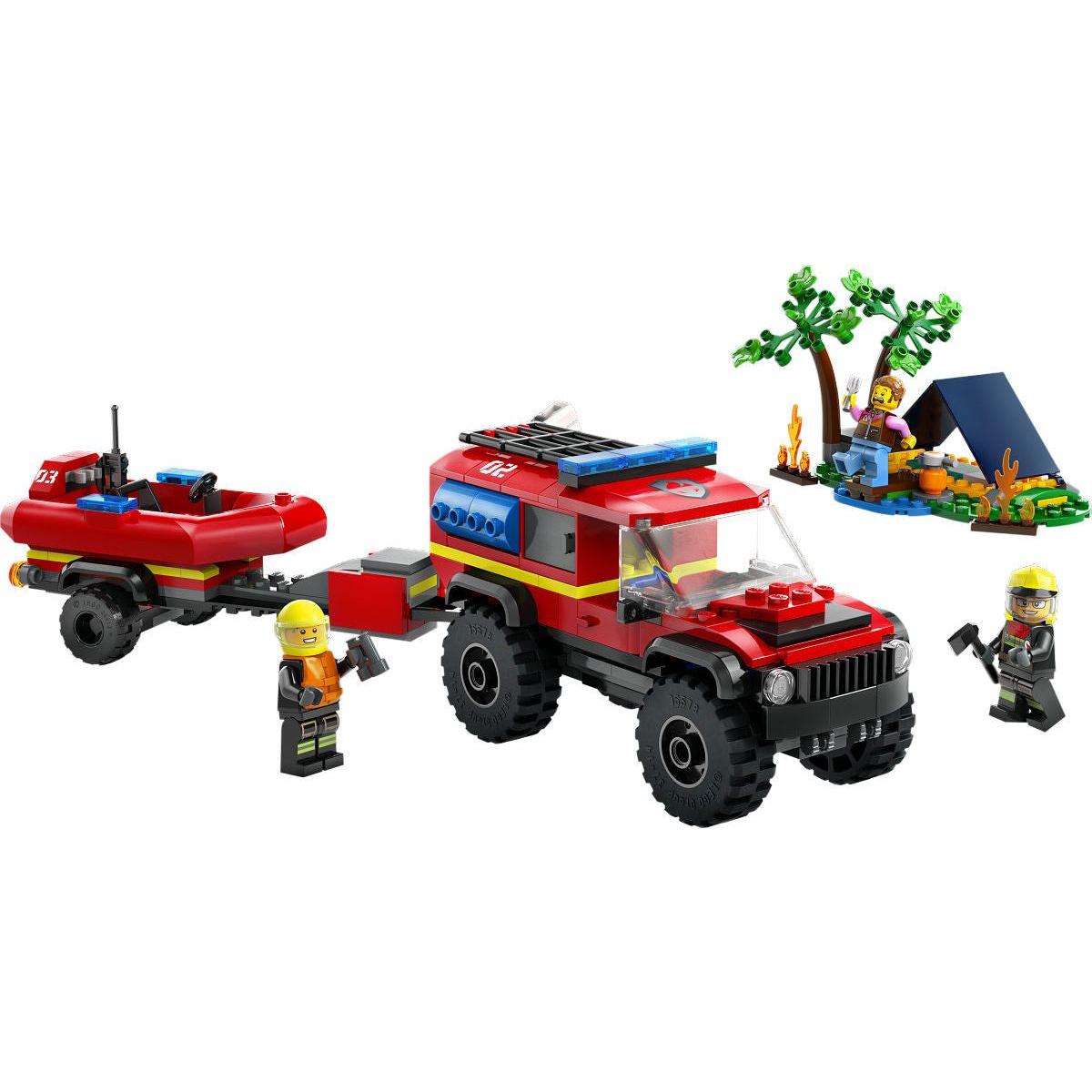 LEGO City Brandweer 4x4 brandweerauto met reddingsboot