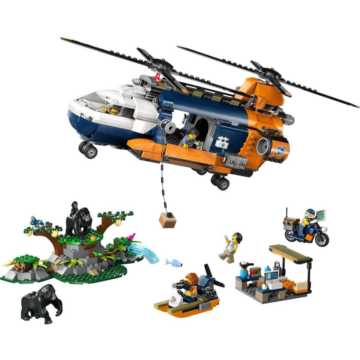 LEGO City Exploration helikopter bij de basis