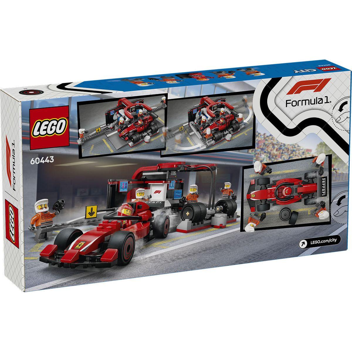 LEGO City F1 pitstop en pitcrew met Ferrari auto