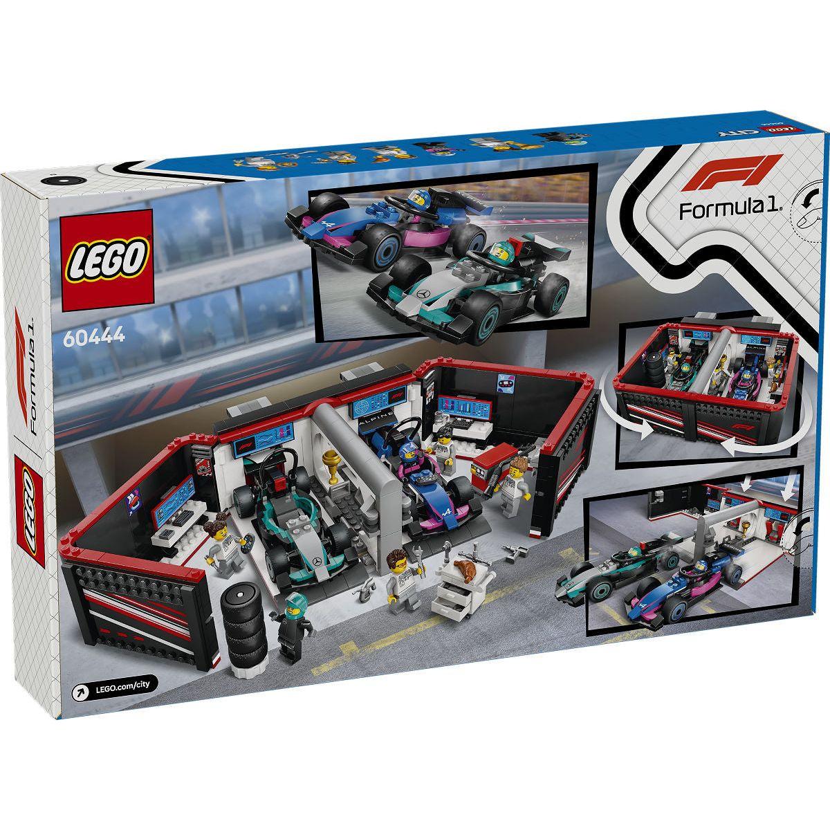 LEGO City F1 garage met Mercedes-AMG en Alpine auto's